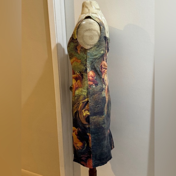 Domallo Vtg. Renaissance Fresco Angelic Romantic Cotton Stretch Bodycon Dress 4 - Picture 11 of 17